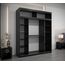 Kryspol Schwebetürenschrank York 200 cm Kleiderschrank mit Kleiderstange und Einlegeboden Schlafzimmer- Wohnzimmerschrank Schiebetüren Modern Design (Schwarz + Artisan Eiche mit Erweiterung)