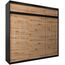 Kryspol Schwebetürenschrank York 250 cm Kleiderschrank mit Kleiderstange und Einlegeboden Schlafzimmer- Wohnzimmerschrank Schiebetüren Modern Design (Schwarz + Artisan Eiche mit Erweiterung)