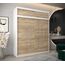 Kryspol Schwebetürenschrank York 200 cm Kleiderschrank mit Kleiderstange und Einlegeboden Schlafzimmer- Wohnzimmerschrank Schiebetüren Modern Design (Weiß + Sonoma mit Erweiterung)