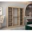 MEBLE KRYSPOL - Kleiderschrank, Schlafzimmerschrank - Schrank Zwei Türen - 4 Fächer rechts, Links, 2 Stangen, Fach - Garderobenschrank York, Körperfarbe Sonoma, Frontfarbe Schwarz - 180x62x200cm