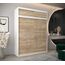 Kryspol Schwebetürenschrank York 180 cm Kleiderschrank mit Kleiderstange und Einlegeboden Schlafzimmer- Wohnzimmerschrank Schiebetüren Modern Design (Weiß + Sonoma mit Erweiterung)