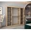 MEBLE KRYSPOL - Kleiderschrank, Schlafzimmerschrank - Schrank Zwei Türen - 4 Fächer rechts, Links, 2 Stangen, Fach - Garderobenschrank York, Körperfarbe Sonoma, Frontfarbe Schwarz - 200x62x200cm