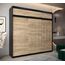 Kryspol Schwebetürenschrank York 250 cm Kleiderschrank mit Kleiderstange und Einlegeboden Schlafzimmer- Wohnzimmerschrank Schiebetüren Modern Design (Schwarz + Sonoma mit Erweiterung)