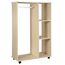 HOMCOM Kleiderschrank auf Rollen, Mobile Garderobe, 1 Kleiderstange, 3 Regale, Garderobenschrank für Flur, Schlafzimmer, 80 x 40 x 128 cm, Natur