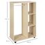 HOMCOM Kleiderschrank auf Rollen, Mobile Garderobe, 1 Kleiderstange, 3 Regale, Garderobenschrank für Flur, Schlafzimmer, 80 x 40 x 128 cm, Natur