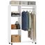 HOMCOM Kleiderschrank auf Rollen, Mobile Garderobe, 1 Kleiderstange, 3 Regale, Garderobenschrank, Rollbarer Kleiderständer für Flur, Schlafzimmer, 80 x 40 x 128 cm, Weiß