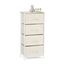 Relaxdays Regalsystem, 4 Stoff-Schubladen, universale Schubladenbox, Metall und Holz, HxBxT: 95 x 45 x 30 cm, beige, Design B