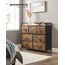 SONGMICS Kommode, Schrank, 7 Stoffschubladen mit Griffen, Metallgestell, Industrie-Design, vintagebraun-tintenschwarz LTS137B01
