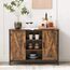 VASAGLE Sideboard, Küchenschrank, offene Regalfächer, Beistellschrank mit Türen, 100 x 35 x 70 cm, Industrie-Design, vintagebraun-schwarz LSC098B01