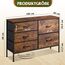 WLIVE Kommode mit 5 Schubladen aus Stoff, Kommodenschrank für Schlafzimmer, Kommode Wohnzimmer, mit Stabiler Stahlrahmen und Holzplatte, Vintagebraun