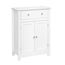 VASAGLE Badezimmerschrank, Badschrank mit Schublade und verstellbarem Zwischenfach, Aufbewahrungsschrank, Landhausstil, 60 x 30 x 80 cm, weiß BBC61WT