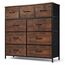 DUMOS Kommode mit Schubladen - Kommoden & Sideboards für Schlafzimmer Geeignet, Komodenschrank mit 9 Schubladen, Stoffkommode mit Stabilem Stahlrahmen, Ideal für Schlafzimmer, Wohnzimmer(Vintagebraun)