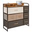 mDesign Kommode mit 7 Schubladen – breiter Schubladenschrank für Schlafzimmer, Wohnzimmer oder Flur – Kleiderkommode aus Metall, MDF und Stoff – mehrfarbig und braun