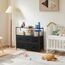 DUMOS Kommode mit Schubladen - kommoden & Sideboards für Schlafzimmer Geeignet, Komodenschrank mit 5 Schubladen, TV-Schrank mit Stabilem Stahlrahmen, Ideal für Schlafzimmer, Wohnzimmer (Schwarz)