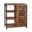 VASAGLE Aufbewahrungsmöbel, Sideboard, Schrank, 3 Regale und 1 Fach mit Tür, Stahlrahmen, Küche, Wohnzimmer, Büro, Industriestil, rustikales Braun und Schwarz LSC74BX