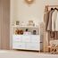 DUMOS Kommode mit Schubladen - kommoden & Sideboards für Schlafzimmer Geeignet, Komodenschrank mit 5 Schubladen, TV-Schrank mit Stabilem Stahlrahmen, Ideal für Schlafzimmer, Wohnzimmer (Weiß)