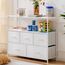 DUMOS Kommode mit Schubladen - kommoden & Sideboards für Schlafzimmer Geeignet, Komodenschrank mit 5 Schubladen, TV-Schrank mit Stabilem Stahlrahmen, Ideal für Schlafzimmer, Wohnzimmer (Weiß)