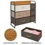 mDesign Kommode mit 7 Schubladen – breiter Schubladenschrank für Schlafzimmer, Wohnzimmer oder Flur – Kleiderkommode aus Metall, MDF und Stoff – mehrfarbig und braun