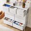 DUMOS Kommode mit Schubladen - Kommoden & Sideboards für Schlafzimmer Geeignet, Komodenschrank mit 9 Schubladen, Stoffkommode mit Stabilem Stahlrahmen, Ideal für Schlafzimmer, Wohnzimmer (Weiß)
