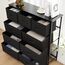 DUMOS Kommode mit Schubladen - Kommoden & Sideboards für Schlafzimmer Geeignet, Komodenschrank mit 9 Schubladen, Stoffkommode mit Stabilem Stahlrahmen, Ideal für Schlafzimmer, Wohnzimmer (Schwarz)