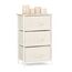 Relaxdays Regalsystem, 3 Stoff-Schubladen, universale Schubladenbox, Metall und Holz, HxBxT: 73 x 45 x 30 cm, beige, Design A