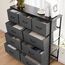 DUMOS Antonia Kommode für Schlafzimmer mit 9 Stoffschubladen, hohe Kommode Organizer für Kleidung, Schrank, Kinderzimmer, Aufbewahrungsturm mit Schrank, Metallrahmen, Holzplatte