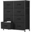 Sweetcrispy Kommode für Schlafzimmer, breite Schublade Kommode, 8 Stoffschubladen mit Griffen, Schubladen aus Stoff, Schrank, TV Stand für Schlafzimmer, Schrank, Wohnzimmer, Kinderzimmer, Schwarz