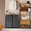 Sweetcrispy Kommode mit 4 Schubladen, Stoff Schubladenschrank, Schmal Schrank, Kommode Schlafzimmer, Industrial Stil für Wohnzimmer, Kinderzimmer, Flur Aufbewahrungsschrank, Hellgrau