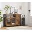 VASAGLE Sideboard, Küchenschrank, Aufbewahrungsschrank, mit 3 Türen, für Wohnzimmer, Küche, Esszimmer, 33 x 110 x 75 cm, Landhausstil, vintagebraun-schwarz LSC096B01