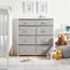 mDesign Kommode mit 8 Schubladen – stabiler Schubladenschrank für Schlafzimmer, Wohnzimmer oder Flur – Kleiderkommode aus Metall und Stoff – grau