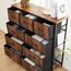 DUMOS Kommode mit Schubladen - Kommoden & Sideboards für Schlafzimmer Geeignet, Komodenschrank mit 9 Schubladen, Stoffkommode mit Stabilem Stahlrahmen, Ideal für Schlafzimmer, Wohnzimmer(Vintagebraun)