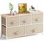 Pipishell Kommode Schmal Schrank mit 5 Schubladen aus Stoff, praktische Aufbewahrungskommode, Ordnungsmöbel für Schlafzimmer, Kinderzimmer, Wohnungseingang, Flur, Beige