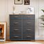 YITAHOME Kommode mit 8 Schubladen, Schrank mit Schubladen aus Stoff, Aufbewahrungskommode Industrial Stil für Schlafzimmer, Wohnzimmer, Kinderzimmer, Aufbewahrungsschrank (Dunkelgrau)