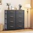 YITAHOME Kommode mit 8 Schubladen, Schrank mit Schubladen aus Stoff, Aufbewahrungskommode Industrial Stil für Schlafzimmer, Wohnzimmer, Kinderzimmer, Aufbewahrungsschrank (Dunkelgrau)