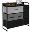 mDesign Kommode mit 7 Schubladen – breiter Schubladenschrank für Schlafzimmer, Wohnzimmer oder Flur – Kleiderkommode aus Metall, MDF und Stoff – Mehrfarbig/grau/schwarz