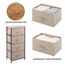 mDesign Kommode mit 4 Schubladen – praktischer Schubladenschrank mit MDF-Holzplatte für Schlafzimmer, Wohnzimmer oder Flur – Kleiderkommode aus Metall und Stoff – braun und dunkelbraun