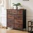 Sweetcrispy Kommode,Sideboard Wohnzimmer für Schlafzimmer mit 9 Stoffschubladen,Einstellbare Füße Schubladenschrank,Komodenschrank für Schlafzimmer,Modernes Braun