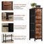 Somdot Kommode mit Schubladen, Kommode Schmal Schlafzimmer Wohnzimmer Flur, Komodenschrank Schubladenschrank Aufbewahrungsschrank Stoffkommode, 4 Stoffschubladen, Holzmaserung, 48T x 20B x 75H cm
