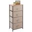 mDesign Kommode mit 4 Schubladen – praktischer Schubladenschrank mit MDF-Holzplatte für Schlafzimmer, Wohnzimmer oder Flur – Kleiderkommode aus Metall und Stoff – braun und dunkelbraun