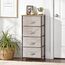 mDesign Kommode mit 4 Schubladen – praktischer Schubladenschrank mit MDF-Holzplatte für Schlafzimmer, Wohnzimmer oder Flur – Kleiderkommode aus Metall und Stoff – braun und dunkelbraun