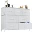 DUMOS Kommode für Schlafzimmer mit 7 Stoffschubladen hohe Kommode Organizer für Kleidung Schrank Kinderzimmer Aufbewahrungsturm mit Schrank Metallrahmen Holzplatte leichte Kinderzimmermöbel
