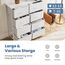 DUMOS Kommode für Schlafzimmer mit 8 Stoffschubladen, hohe Kommode Organizer für Kleidung, Schrank Kinderzimmer, Aufbewahrungsturm mit Schrank, Metallrahmen, Holzplatte, leichte Kinderzimmermöbel