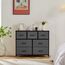 DUMOS Kommode für Schlafzimmer mit 7 Stoffschubladen hohe Kommode Organizer für Kleidung Schrank Kinderzimmer Aufbewahrungsturm mit Schrank Metallrahmen Holzplatte leichte Kinderzimmermöbel