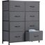 DUMOS Kommode für Schlafzimmer mit 8 Stoffschubladen hohe Kommode Organizer für Kleidung Schrank Kinderzimmer Aufbewahrungsturm mit Schrank Metallrahmen Holzplatte leichte Kinderzimmermöbel