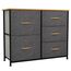 YITAHOME Kommode mit Schubladen, Schrank mit 5 Schubladen aus Stoff, Aufbewahrungskommode Industrial Stil für Schlafzimmer, Wohnzimmer, Kinderzimmer, Flur, Aufbewahrungsschrank (Dunkelgrau)