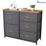 YITAHOME Kommode mit Schubladen, Schrank mit 5 Schubladen aus Stoff, Aufbewahrungskommode Industrial Stil für Schlafzimmer, Wohnzimmer, Kinderzimmer, Flur, Aufbewahrungsschrank (Dunkelgrau)