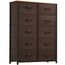 YITAHOME Kommode mit 10 Schubladen, Schrank mit Schubladen aus Stoff, Aufbewahrungskommode Industrial Stil für Schlafzimmer, Wohnzimmer, Kinderzimmer, Aufbewahrungsschrank (Braun)