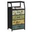 Furnulem Retro-Kommode für Schlafzimmer, kleine Kommode für Schrank, Vintage-Nachttisch mit 4 Schubladen, Stoffaufbewahrung, Organizer, Nachttisch, Beistellmöbel, Metallrahmen, Holzplatte