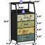 Furnulem Retro-Kommode für Schlafzimmer, kleine Kommode für Schrank, Vintage-Nachttisch mit 4 Schubladen, Stoffaufbewahrung, Organizer, Nachttisch, Beistellmöbel, Metallrahmen, Holzplatte
