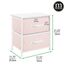 mDesign Nachttisch mit 2 Schubladen – Schrank Organizer aus Stoff, Metall und MDF – dekoratives Aufbewahrungssystem für Schlaf- oder Wohnzimmer – rosa/weiß